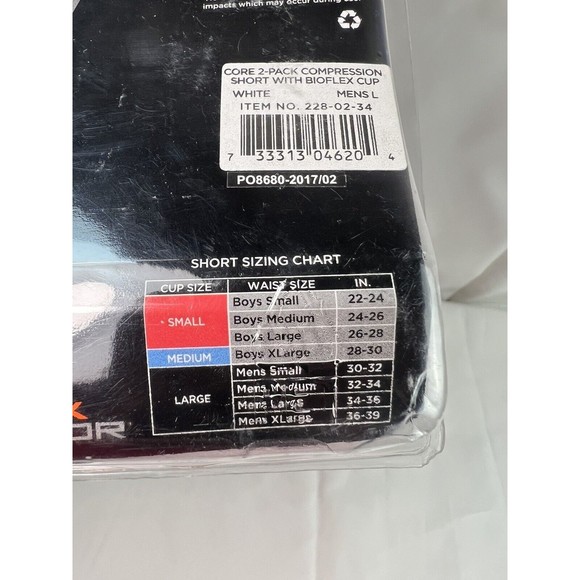 Shock Doctor Men Core Compression Shorts 2-Pack with Bio-Flex Cup - White Sz L‎ - Picture 8 of 9